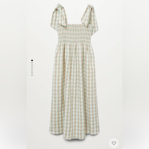 Mango Green and Cream Checkered Midi Dress - Picture 2 of 7